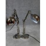 A pair of vintage metal angle poise desk lamps. H.75cm