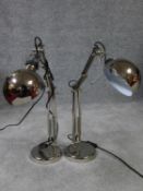 A pair of vintage metal angle poise desk lamps. H.75cm