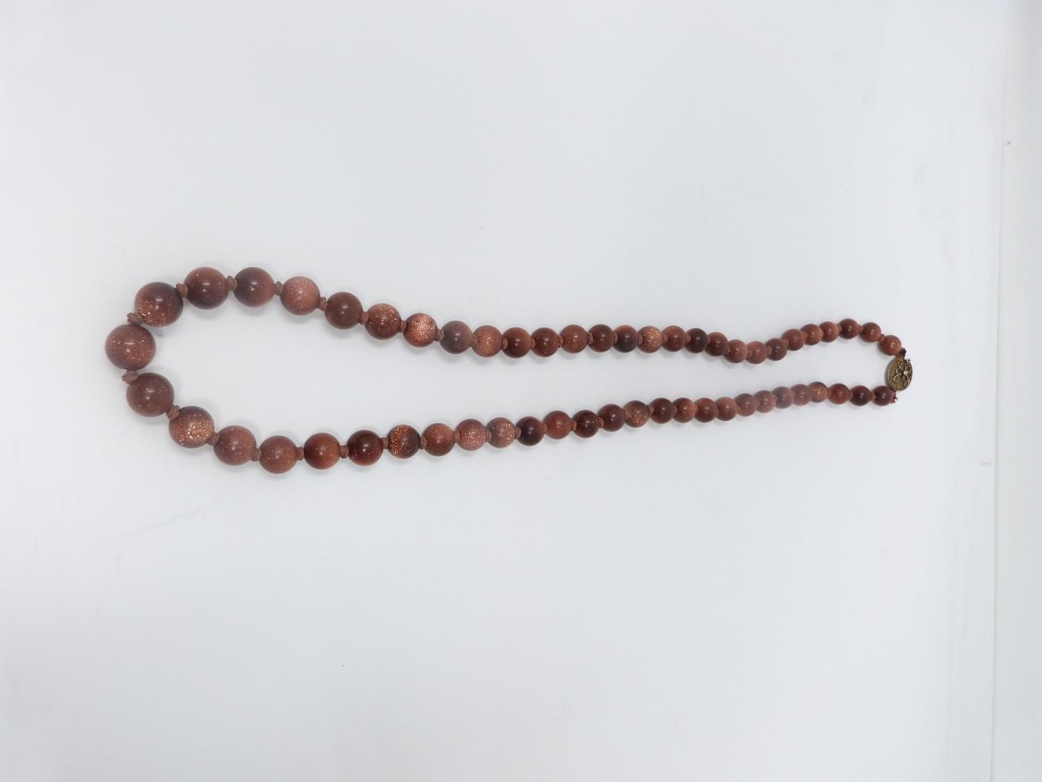 A collection of antique coral and gemstone necklaces. Including a Chinese goldstone necklace with - Image 5 of 20