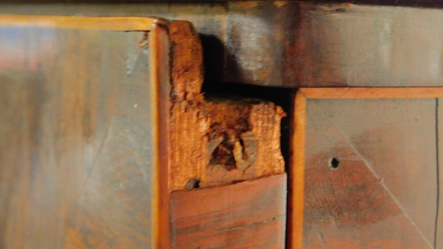 A Georgian mahogany press cupboard with quarter veneered and crossbanded panel doors enclosing - Image 8 of 10