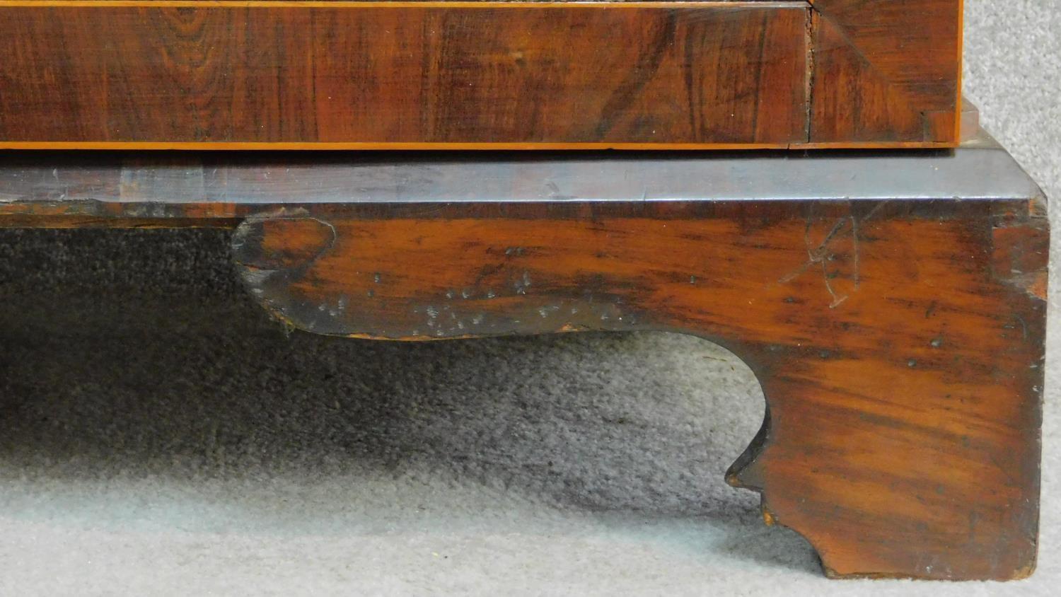 A Georgian mahogany press cupboard with quarter veneered and crossbanded panel doors enclosing - Image 4 of 10