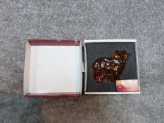 A new in box Czech amber glass lamb by Moser, designed by Jaroslav Stursa. Signed to base and has