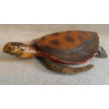 A large vintage painted ceramic Hawksbill turtle model. W.55cm