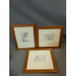 Three framed prints of female nudes by British artist Lesley Duxbury (1921-2001), accompanied by