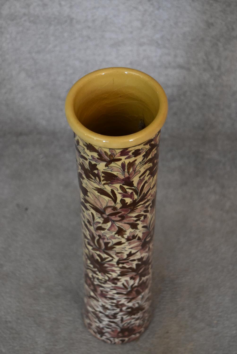 A Persian Isfahan bamboo vase, decorated with stylised flowers. H.70cm - Image 2 of 3