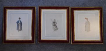 A set of three framed and glazed prints, Eastern subjects. H.53 x 44cm