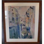A framed and glazed watercolour, Venice scene, signed by Phillipp Franck '1925 SL Frau'