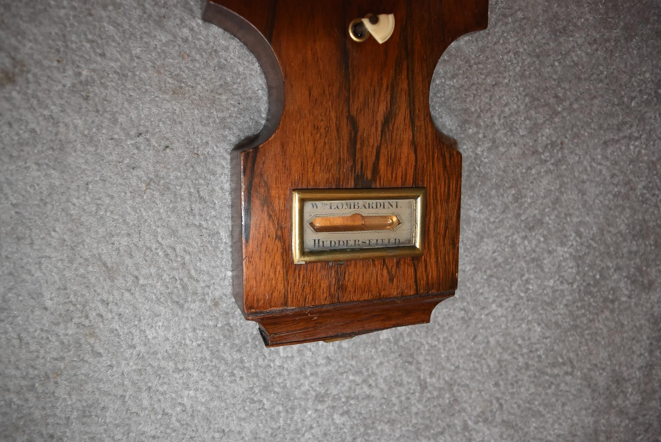 A 19th century rosewood banjo barometer. L.92cm - Image 3 of 6