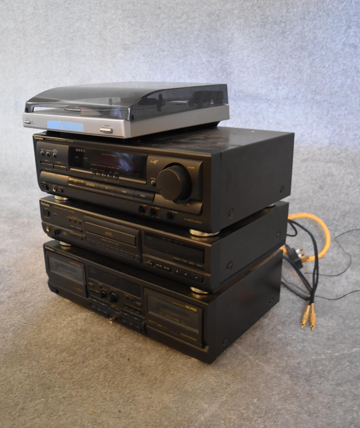 A Technics Audio system with turntable. H.44 x 44cm - Image 5 of 6