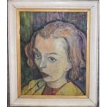 A framed oil on board, portrait of a woman. H.70 x 60cm