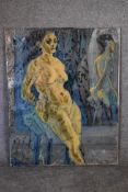 An oil on canvas, nude lady, from the studio of the late Jacqueline Morreau, unsigned, label to