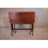 An Edwardian mahogany and satinwood banded drop flap Sutherland table. H.69 x 20cm (ext.80cm)