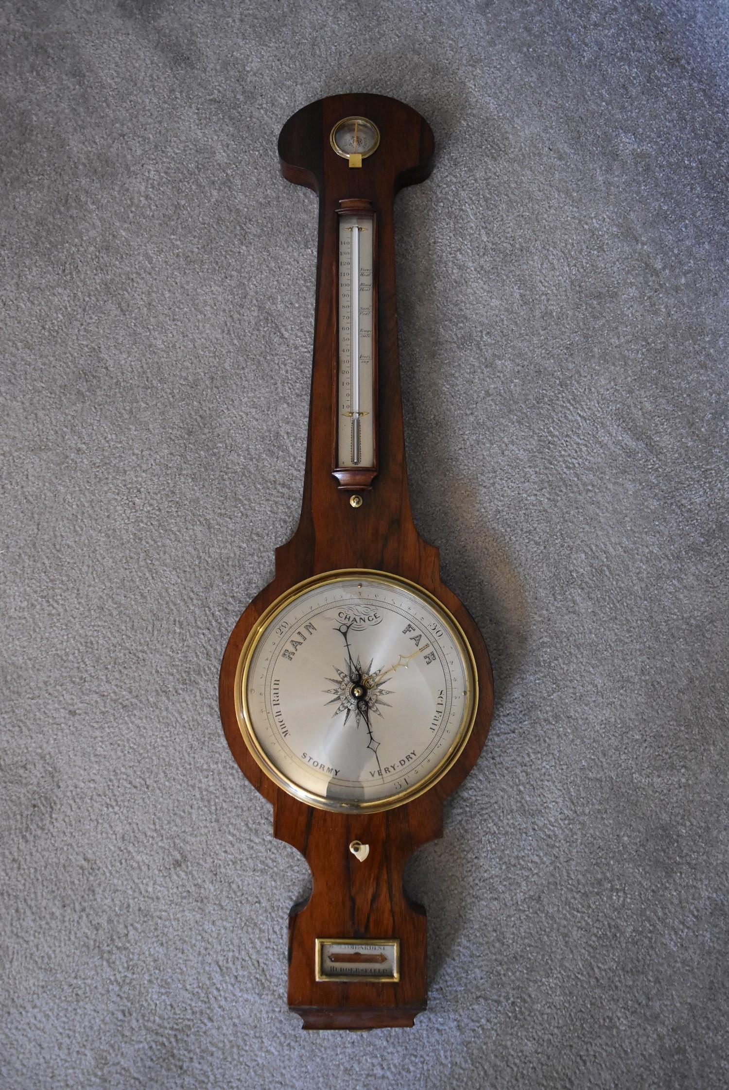 A 19th century rosewood banjo barometer. L.92cm