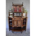 A Victorian rosewood and satinwood inlaid chiffonier with bevelled mirror glass superstructure above
