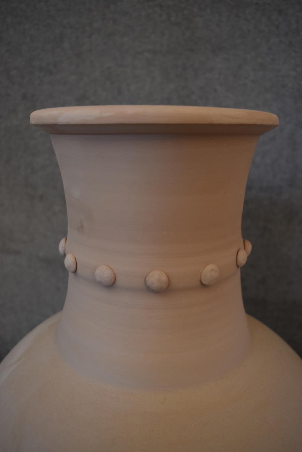 A large pair of Persian Hamadan storage pots with studded collars. H.85 x 50cm - Image 4 of 4