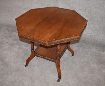 A late Victorian walnut octagonal top occasional table. H.70 x 82cm