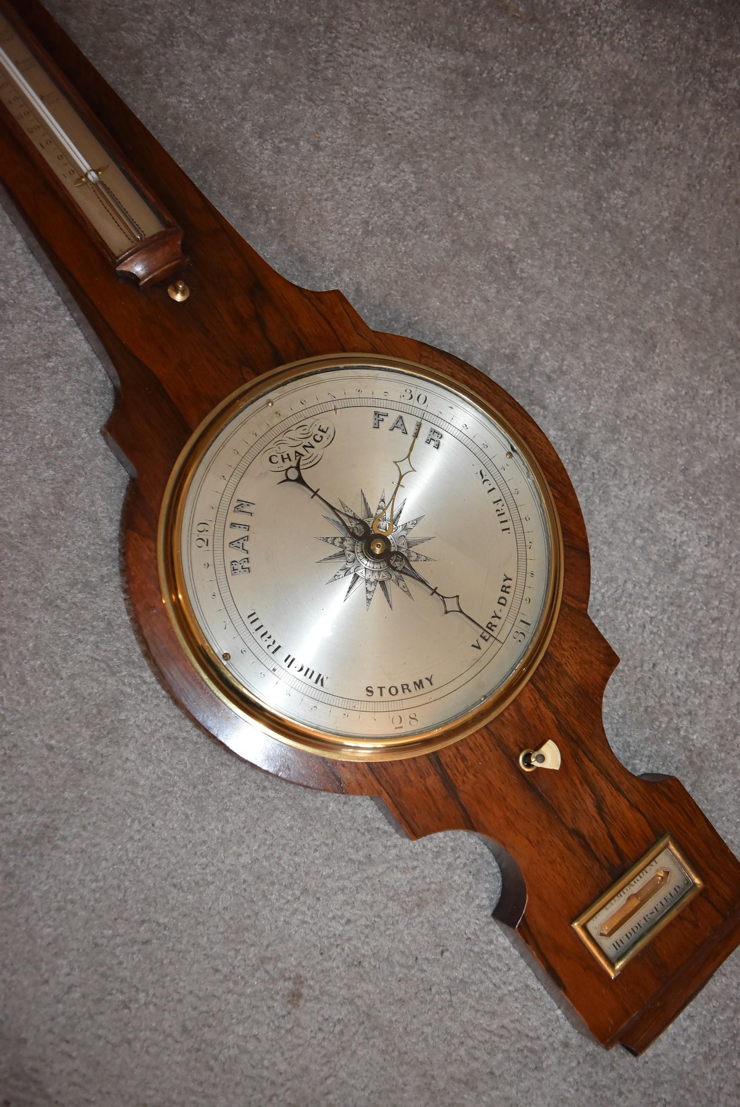 A 19th century rosewood banjo barometer. L.92cm - Image 2 of 6