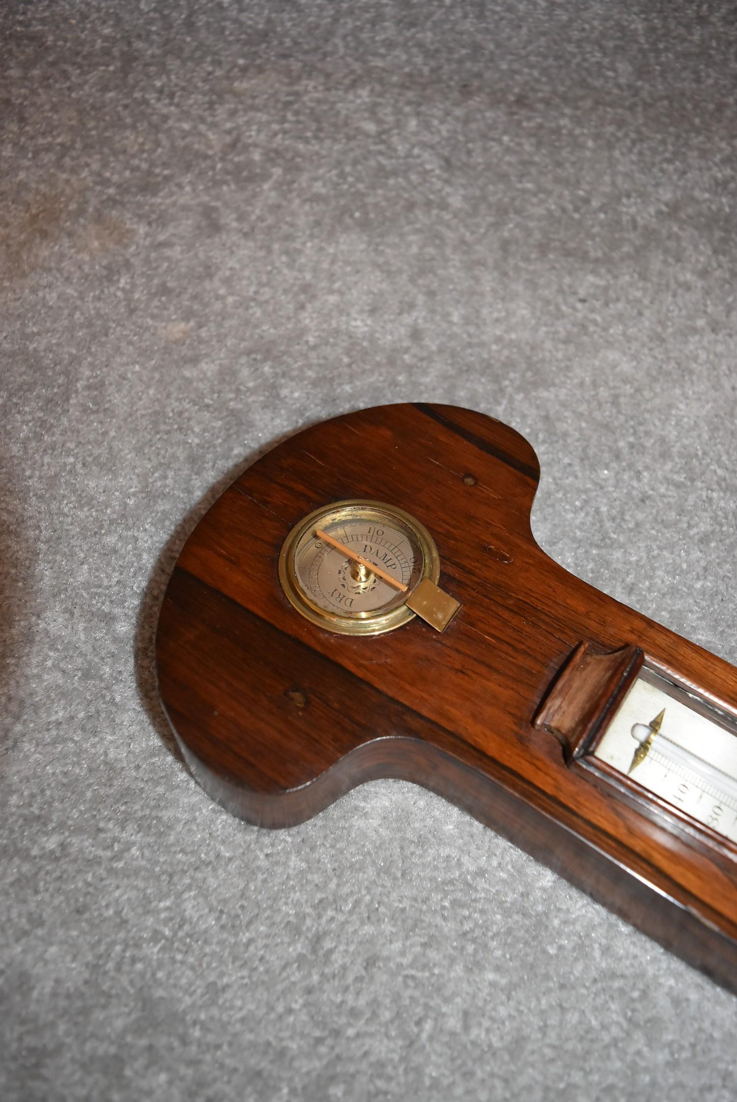 A 19th century rosewood banjo barometer. L.92cm - Image 4 of 6