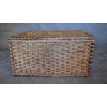 A large vintage wicker basket or food hamper. H.48 x 90 x 60cm