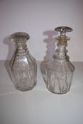 Two Georgian cut glass decanters. H.26cm