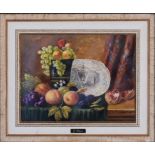 A gilt framed oil on canvas, still life fruit, signed J. Perez. 64cm x 57cm.