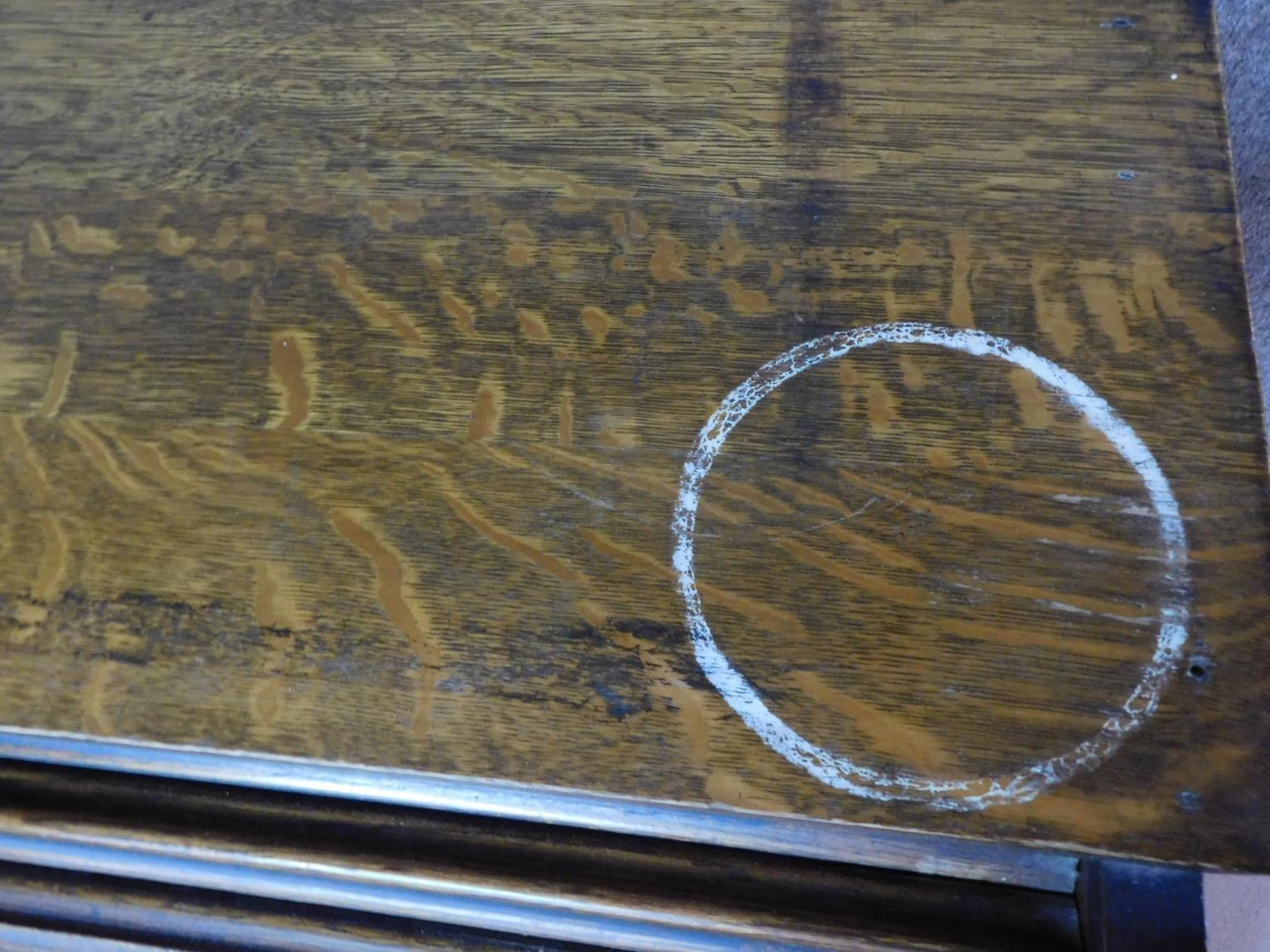 A late 19th century oak roll top desk with tambour shutter enclosing fitted interior above an - Image 9 of 9