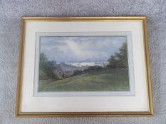 A framed and glazed 20th century watercolour landscape 'The Thames from Greenwich park. Signed