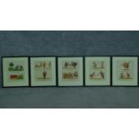 A collection of framed and glazed coloured lithographs, by Edward Lear. 37x33cm