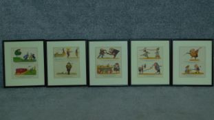 A collection of framed and glazed coloured lithographs, by Edward Lear. 37x33cm