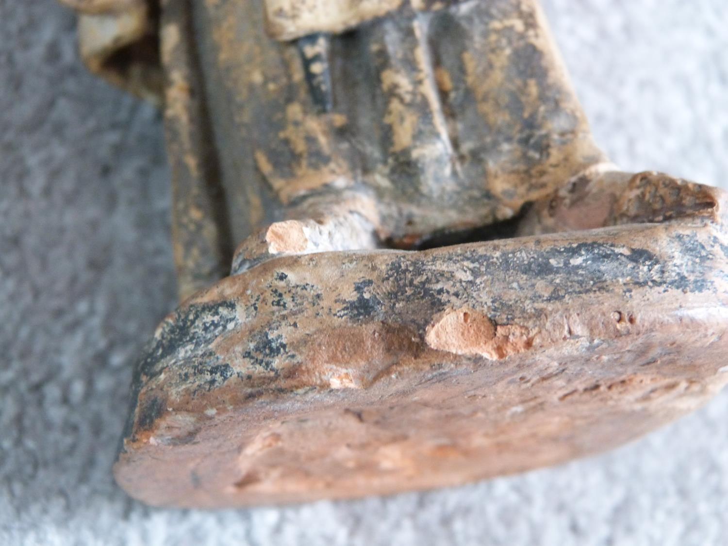 Two antique painted terracotta figures. One of a monk holding a candle and a bible and the other - Image 13 of 14