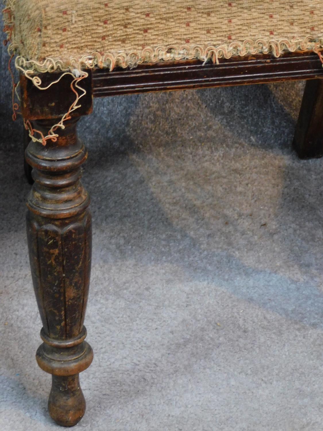 A set of six late Victorian carved walnut dining chairs raised on turned tapering supports. H.91cm - Image 6 of 6