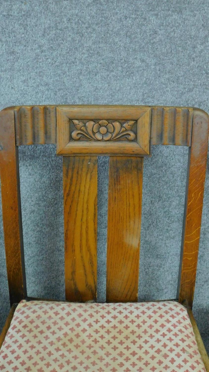 A set of four mid 20th century Art Deco style oak dining chairs. H.86cm - Image 3 of 5