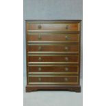 A Georgian style mahogany chest of six long brass strung drawers. H.99 W.75 D.45cm