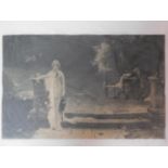 A framed and glazed antique print of a lady and a man in the garden. 62x79cm