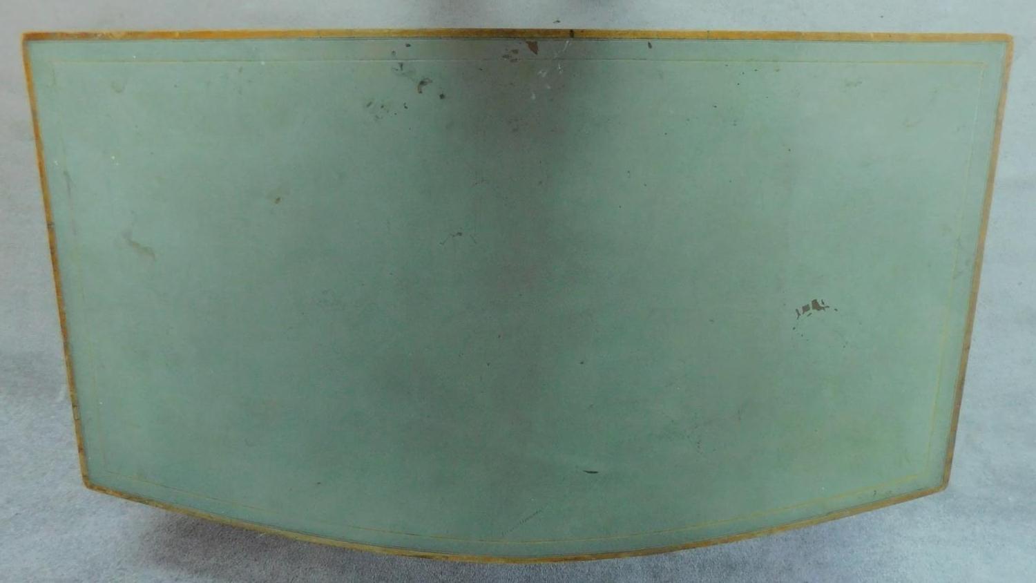 A mid 20th century teak writing table fitted inset tooled pale green leather top with two frieze - Image 5 of 8