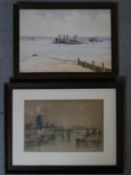 Two framed and glazed watercolours of ports. One signed Farrini and one indistinctly signed. 40x31cm