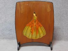 A 1950's vintage fireguard with painted decoration. 65x53cm