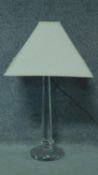 A vintage cut crystal stemmed table lamp with star cut base. H.79cm