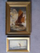One framed oil on canvas depicting a boat together with a similar framed and glazed watercolour.
