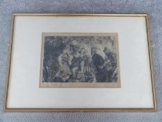 A 19th century framed signed engraving by Adolph Von Menzel, German 1815-190. 'The Thirsty Cavalier'