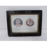 A framed picture of a memento of Queen Victoria with letter. 13.5x18