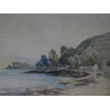 A framed and glazed watercolour riverscape by William Callow (1812-1908). Titled 'River near