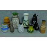 A collection of West German pottery vases and other ceramics and glass. Including Wade, Bry,