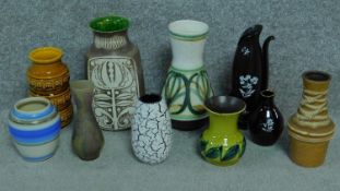 A collection of West German pottery vases and other ceramics and glass. Including Wade, Bry,