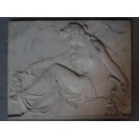 An antique carved Italian marble wall plaque. Depicting a classical female draped in flowing