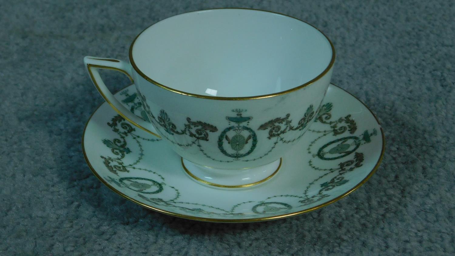 A Minton Adam design complete tea set. With swages and foliate design. Gilding to the handle and - Image 2 of 5