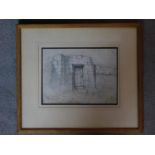 A 19th century framed and glazed pencil sketch by John Flower (1793- 1861). Depicting the door