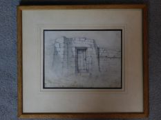 A 19th century framed and glazed pencil sketch by John Flower (1793- 1861). Depicting the door