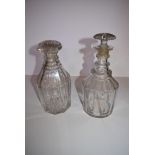 Two Georgian cut glass decanters. H.26cm