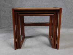 A 1970s vintage nest of three teak graduating occasional tables, by G-plan. H.48 L.53 W.42cm